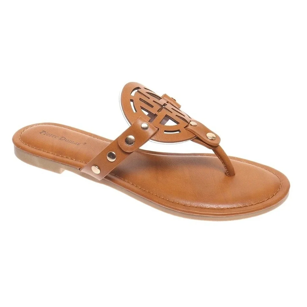 Pierre Dumas Limit-20 Cognac Boho Thong Sandals Size 7.5 Boho NEW - Picture 2 of 8